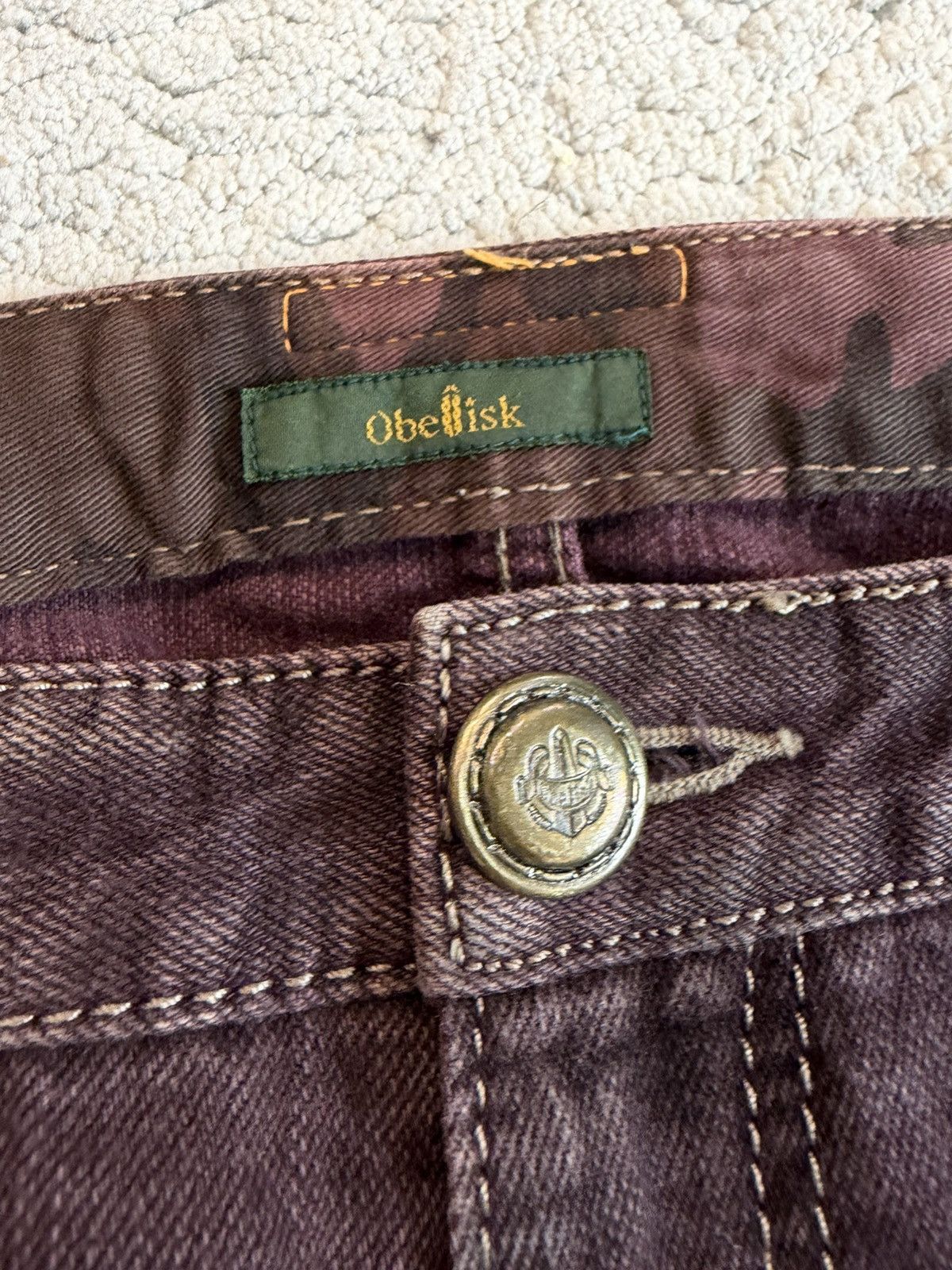 Obelisk Maroon Distressed Flared Curve Denim Size US 31 - 3 Thumbnail