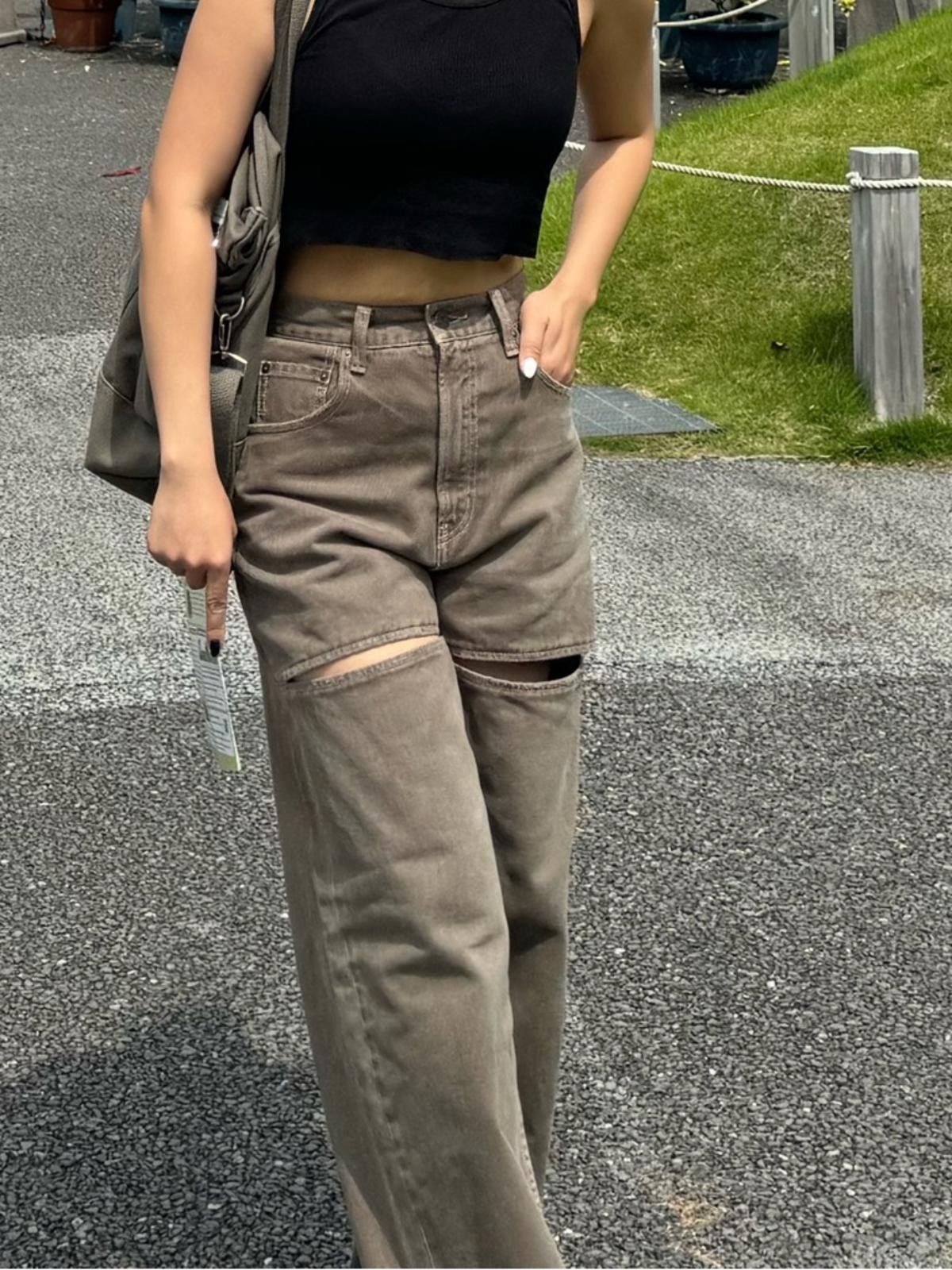 MOUSSY Moussy / Split Wide Loose Straight Jeans / Brown Size 25" / US 0 / IT 36 - 5 Thumbnail