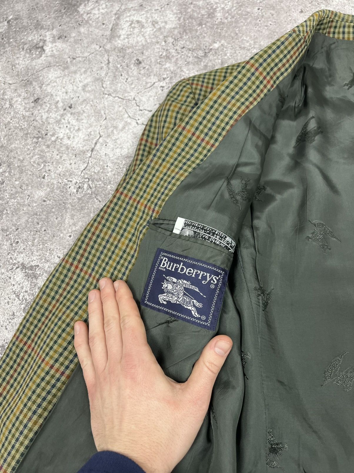 Burberry Vintage Burberrys Wool Blazer Jacket Lining Monogram Size 50R - 12 Thumbnail