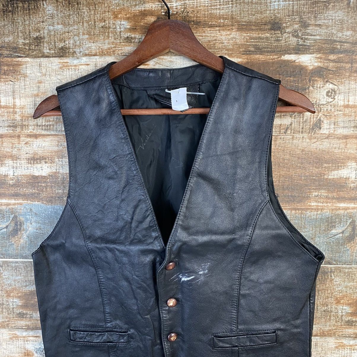 Genuine Leather DL Vedunci Black Leather vintage Vest #C1137 Size M / US 6-8 / IT 42-44 - 2 Thumbnail