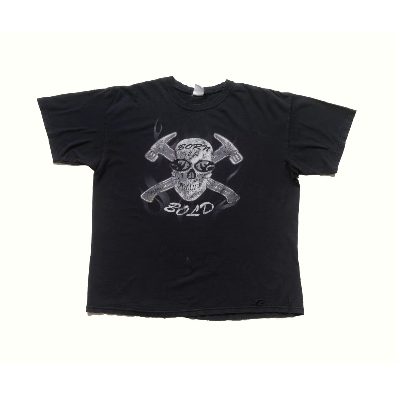 Gildan VINTAGE GILDAN T-SHIRT Skull Distressed Black 90s Y2K Born to Be Bold Men XL Size Size US XL / EU 56 / 4 - 2 Thumbnail