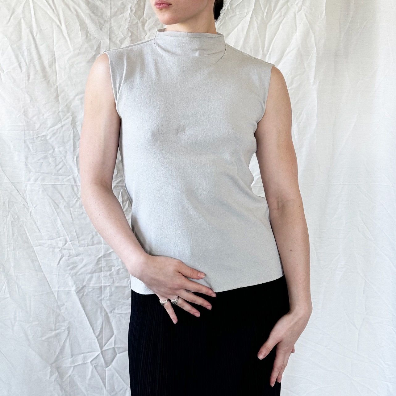 Issey Miyake Issey Miyake Gray Mock Neck Tank Size M / US 6-8 / IT 42-44 - 2 Thumbnail