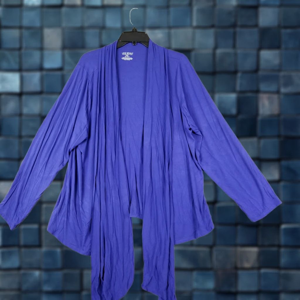 Vintage Lane Bryant Cardigan Cover Up Boho Kimono 22/24 Blue LS Open Stretch Size 3XL / US 20-22 - 1 Thumbnail