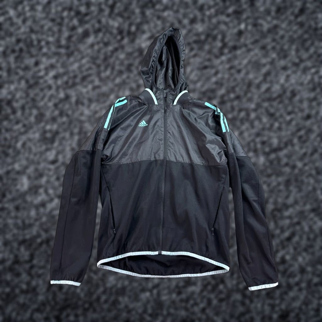 Adidas Adidas Jacket Womens Small Black Blue Striped Full Zip Windbreaker Logo Jacket Womens S Black Size S / US 4 / IT 40 - 1 Thumbnail