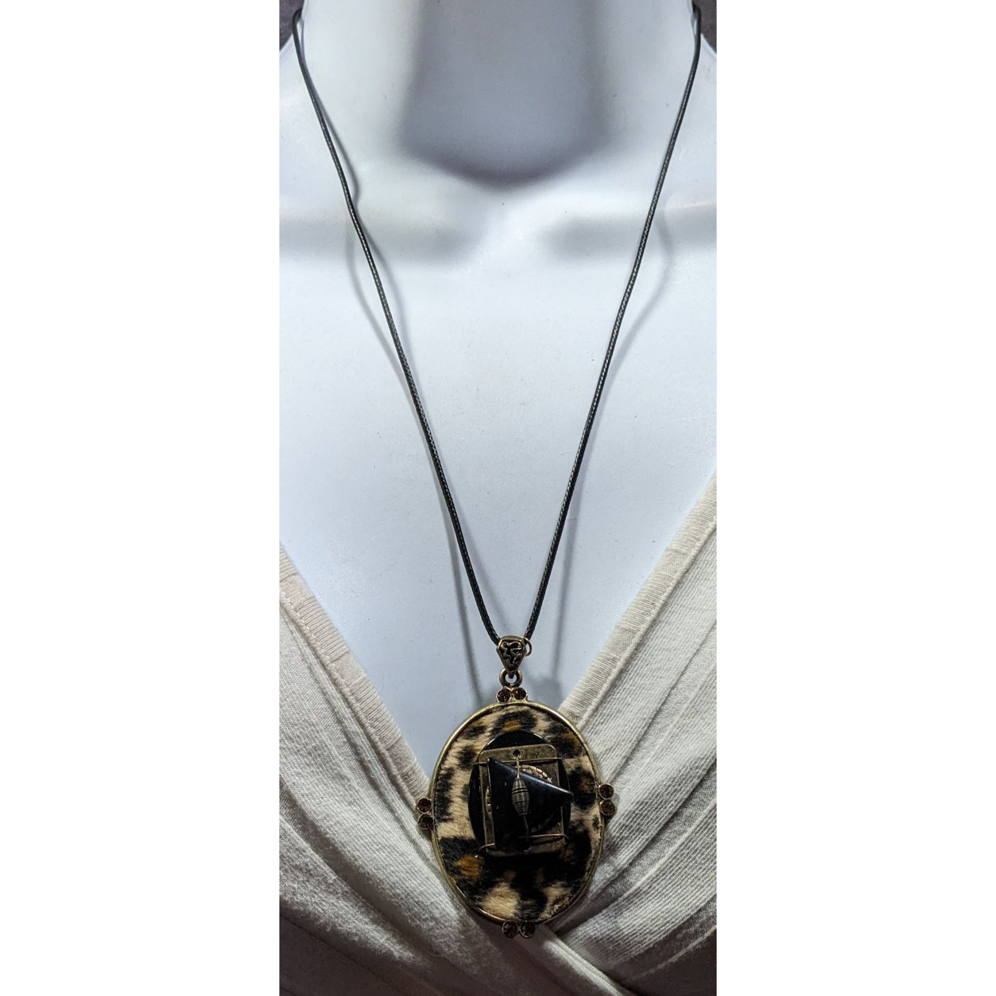 Other Handmade 80s Animal Print Abstract Pendant Necklace Size ONE SIZE - 6 Thumbnail