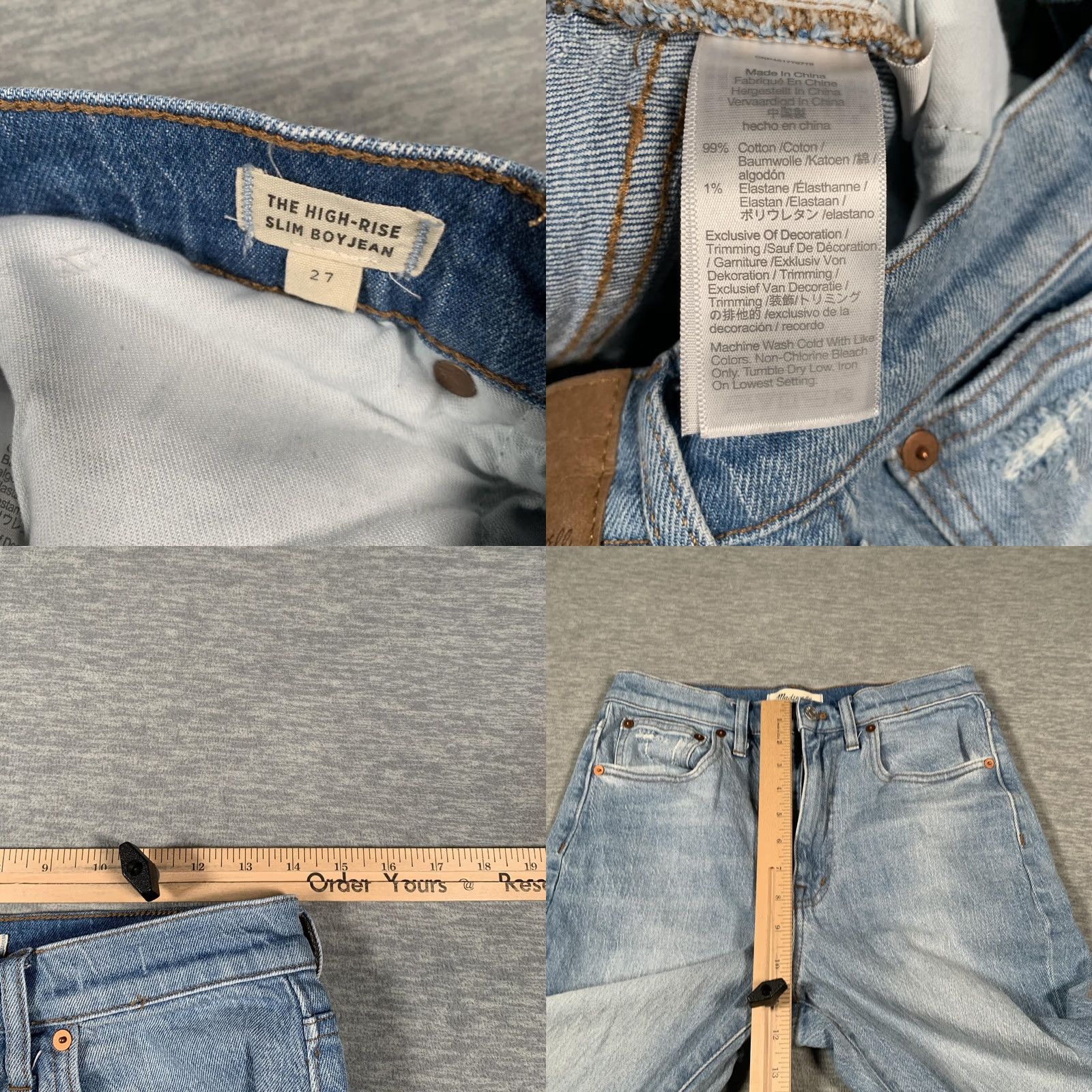 Madewell Madewell Jeans Womens 27 Blue The High-Rise Slim Boyjean Distressed Raw Hem Size 27" / US 4 / IT 40 - 8 Thumbnail