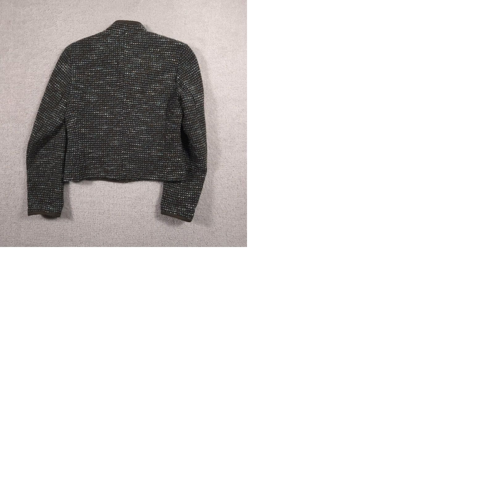 Vintage Peter Nygard Blazer Womens 4 Green Tweed Silk Lined Button Front Short Jacket Size 27" / US 4 / IT 40 - 9 Thumbnail