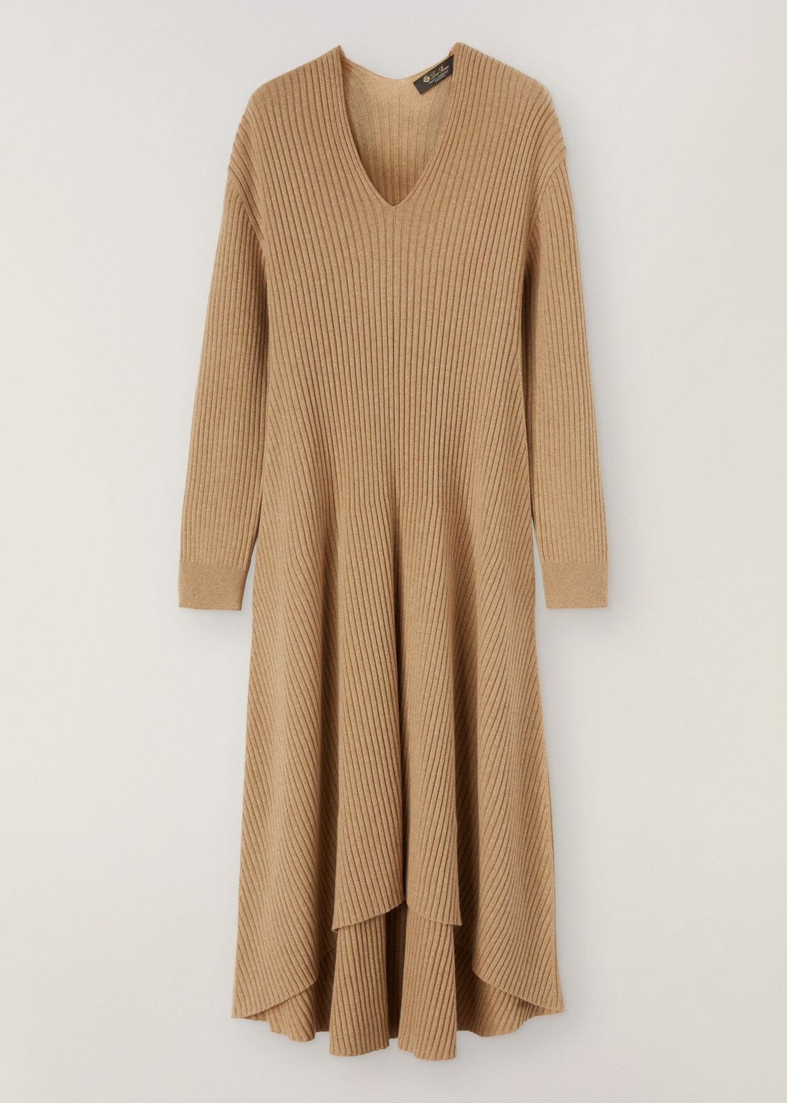 image of Loro Piana O1Loc1C0224 Rib-Knit Baby Cashmere Long Dress In Beige, Women's (Size Medium)