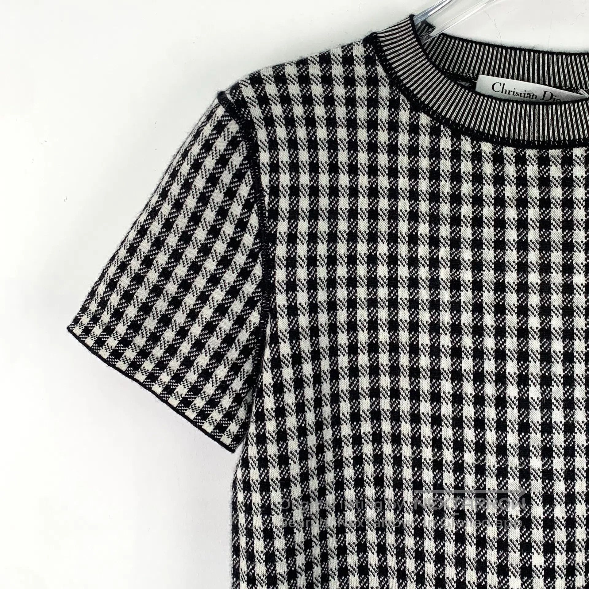 Dior Dior Color-blocked beehive embroidered check cashmere shor Size XS / US 0-2 / IT 36-38 - 3 Thumbnail