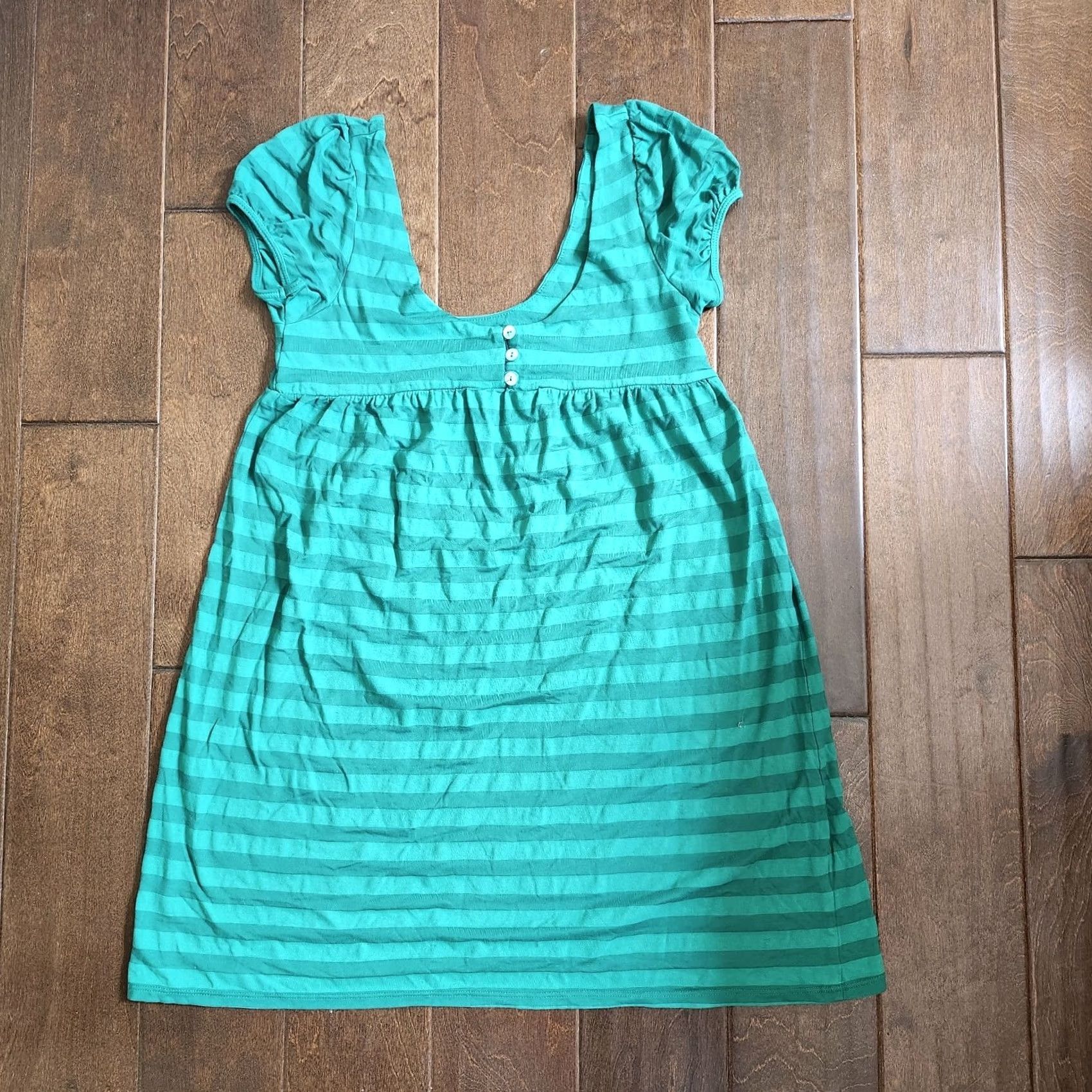 Vintage Eight Sixty Blouse Sleeveless Top Green Striped Pullover Women's M Casual, Travel, Party/Cocktail - Cotton Blend, Hand Wash Only, Regular Fit Size M / US 6-8 / IT 42-44 - 3 Thumbnail