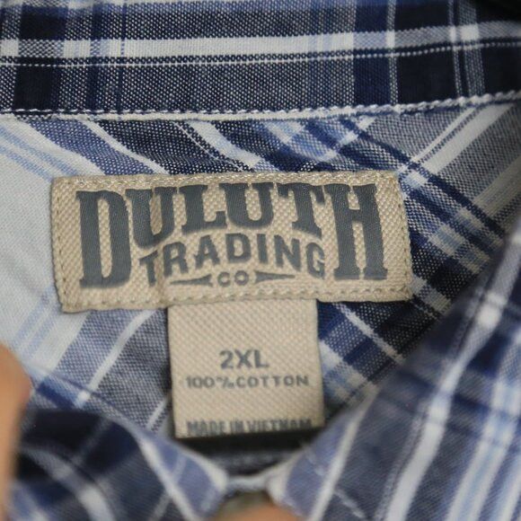 Duluth Trading Company Duluth Trading Co. Men's Free Swingin' Chambray Plaid Shirt Size US XXL / EU 58 / 5 - 6 Thumbnail