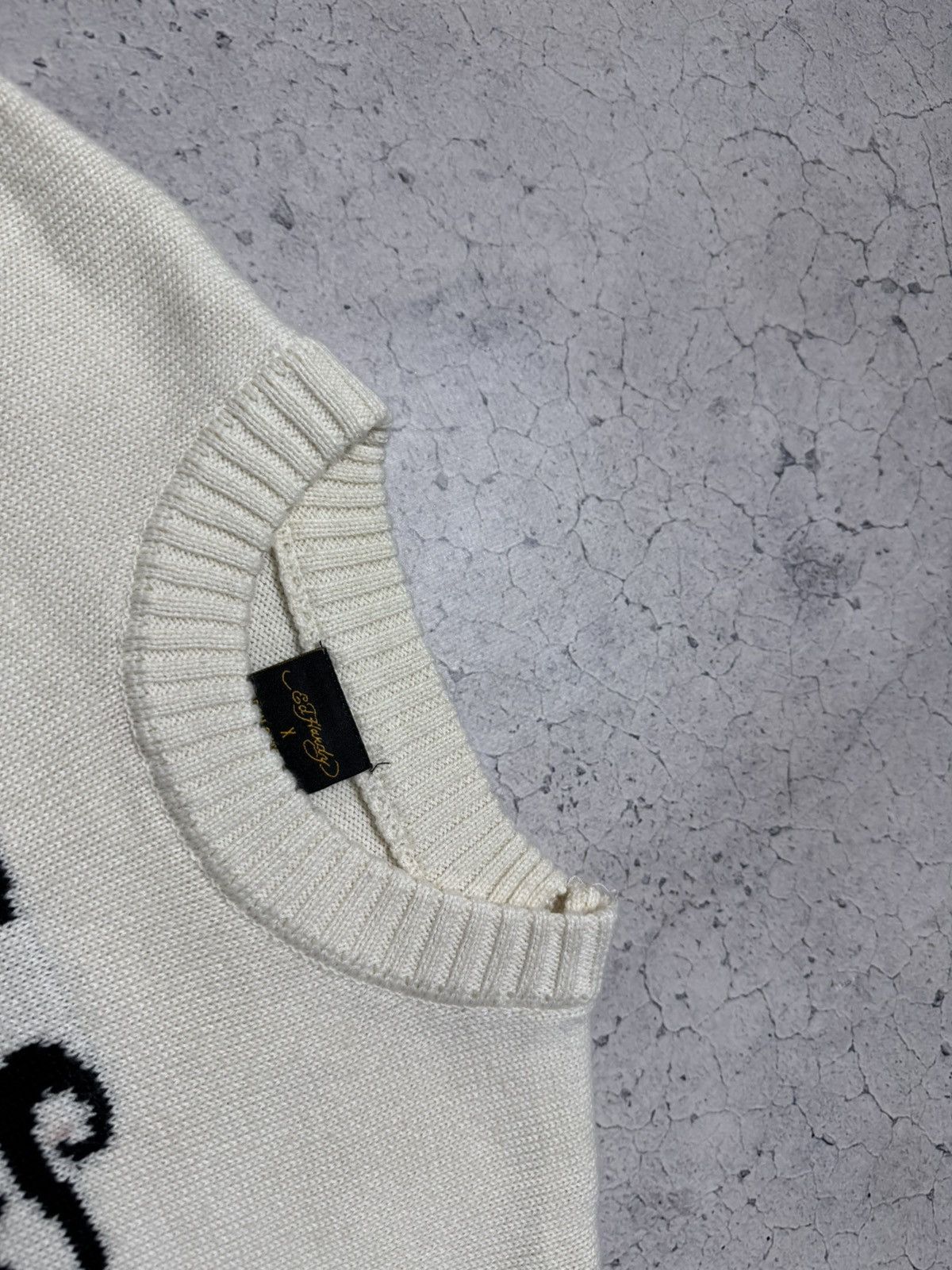 Ed Hardy Ed Hardy Big Logo Knitted Sweater Big Logo Cream Oversize Size US XS / EU 42 / 0 - 6 Thumbnail