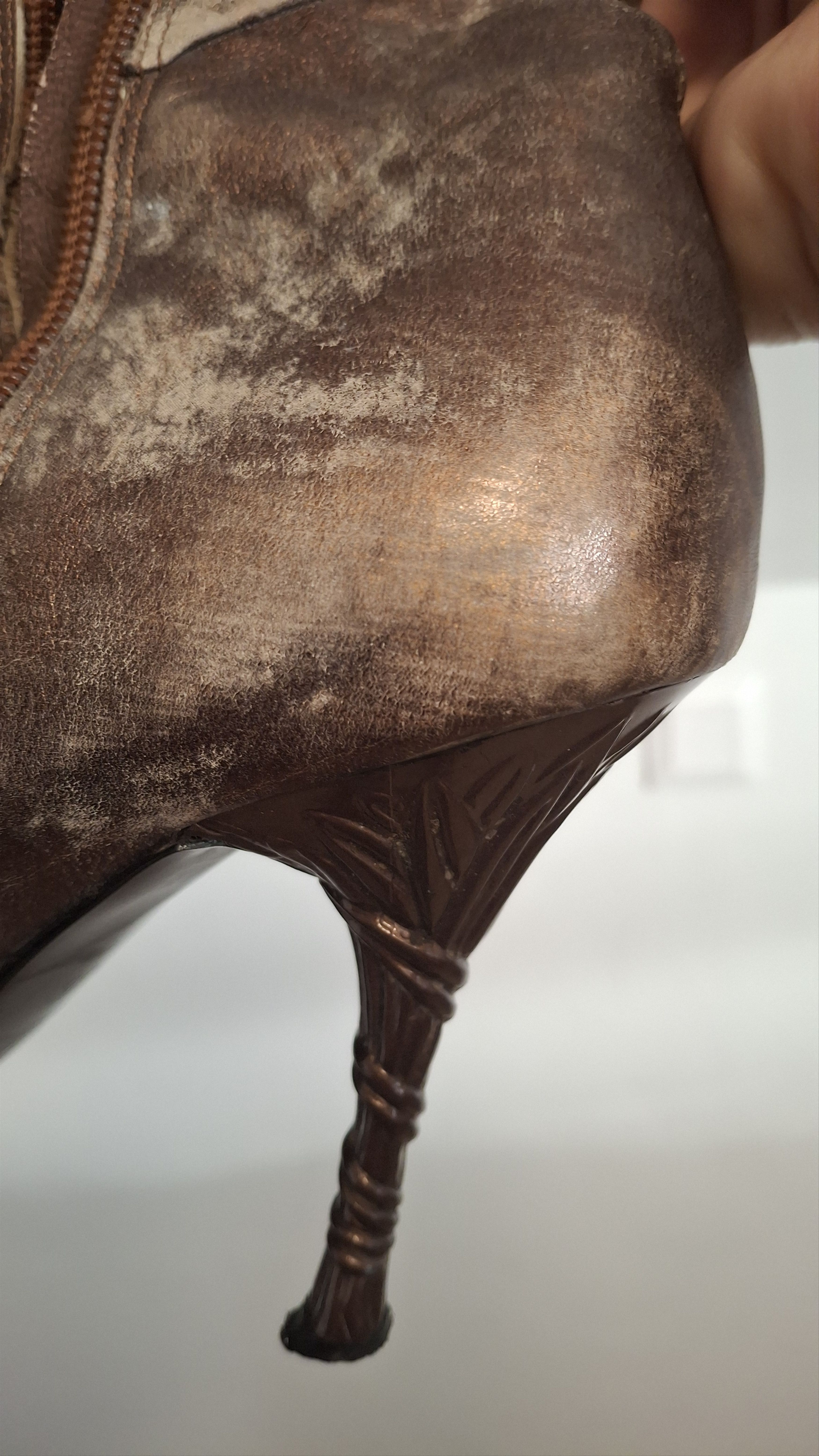 Vintage Y2K Bronze Leather Heeled Boots EU 37 Size US 7 / IT 37 - 14 Thumbnail