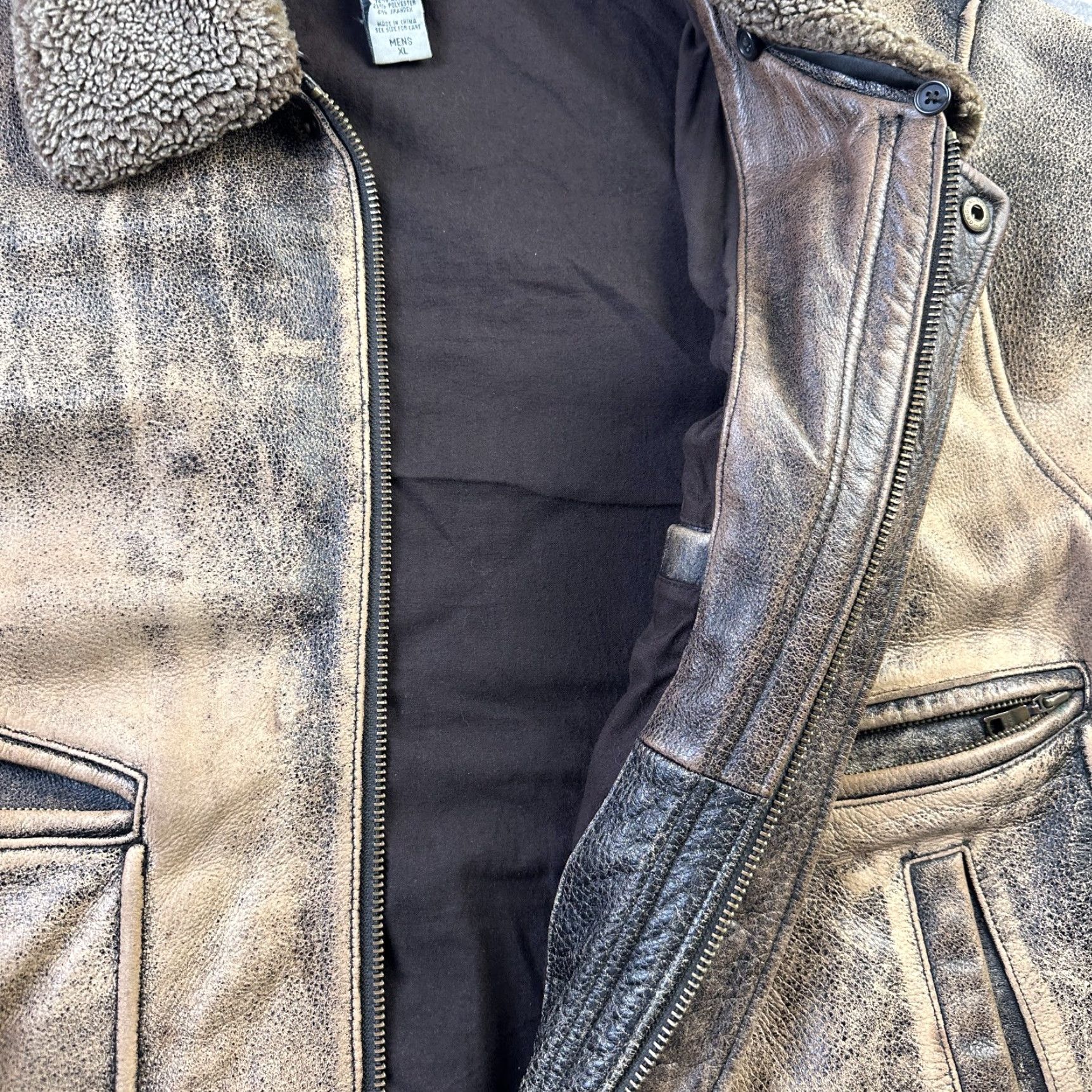 Eddie Bauer VINTAGE Eddie Bauer Jacket Mens XL Brown Leather Bomber Shearling Collar Flight Size US XL / EU 56 / 4 - 3 Thumbnail