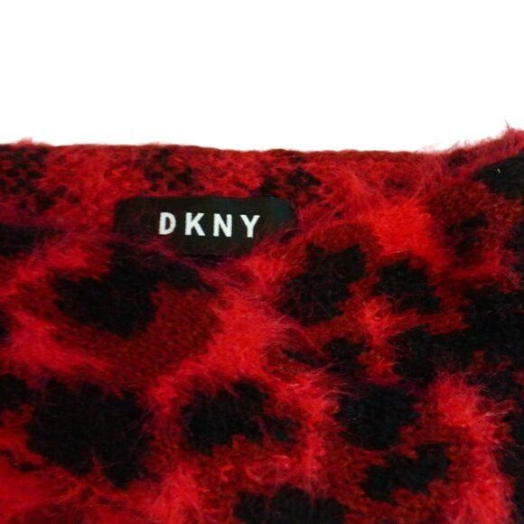 DKNY DKNY Fuzzy Animal Print Knit Twist Headband, RED Size ONE SIZE - 5 Thumbnail