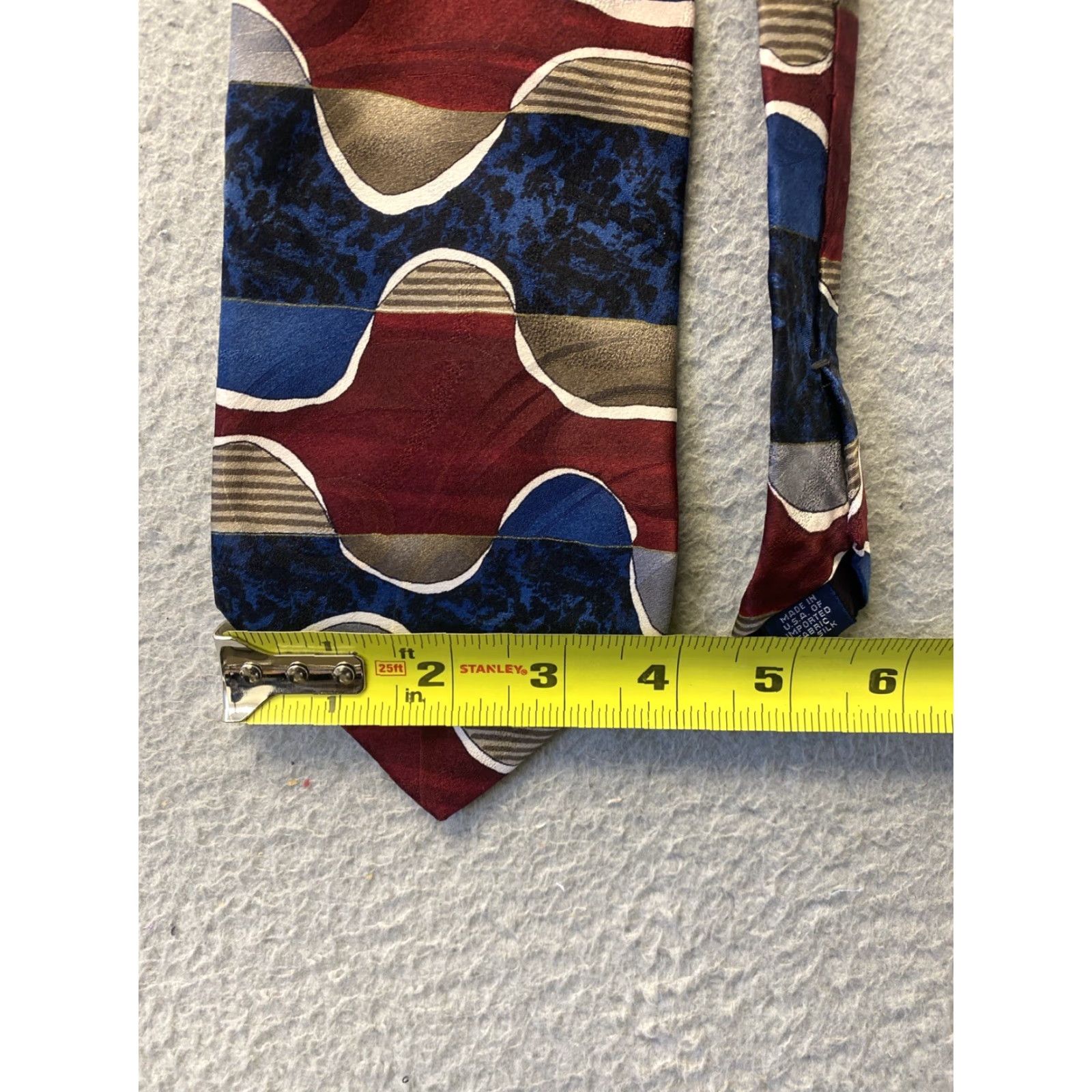 Vintage VINTAGE Pattinni Collection Silk Tie Geometric Red 58" 4" Men Adult Size ONE SIZE - 5 Thumbnail