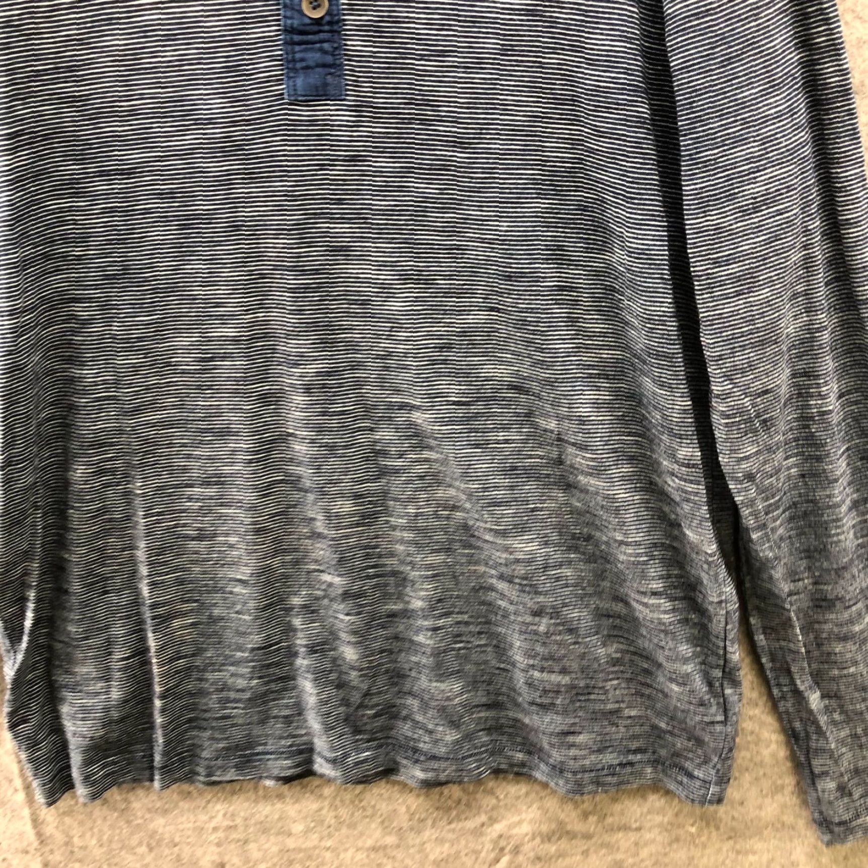 Gap Gap Mens M Long Sleeve Henley T-Shirt Navy Blue Striped Cotton Fall Winter Spring Size US M / EU 48-50 / 2 - 4 Thumbnail