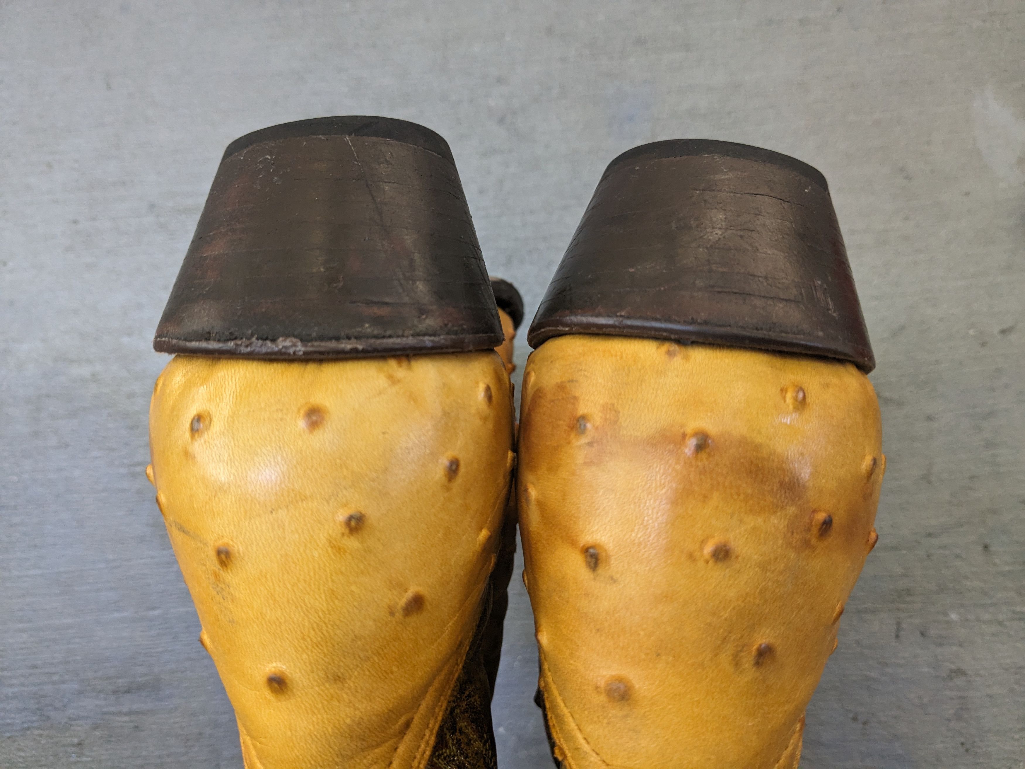 Vintage Ostrich Cowboy Boots Yellow 8.5 EE Wide Embossed Leather Size US 8.5 / EU 41-42 - 11 Thumbnail