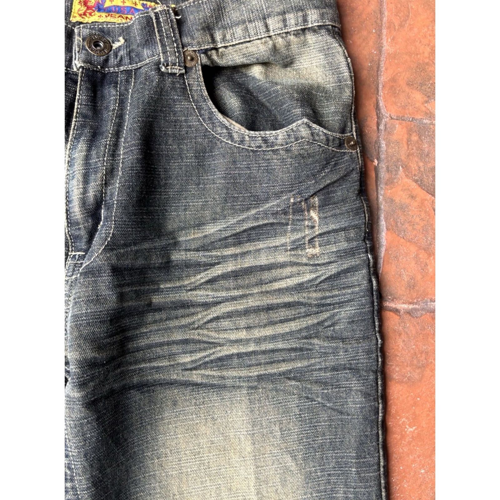 Vintage VINTAGE Fusai Baggy Jeans Men’s 34x32 Distressed Grunge Skater Wide-Leg 34 32 Black Cotton Embroidered Medium Mens Size US 34 / EU 50 - 6 Thumbnail