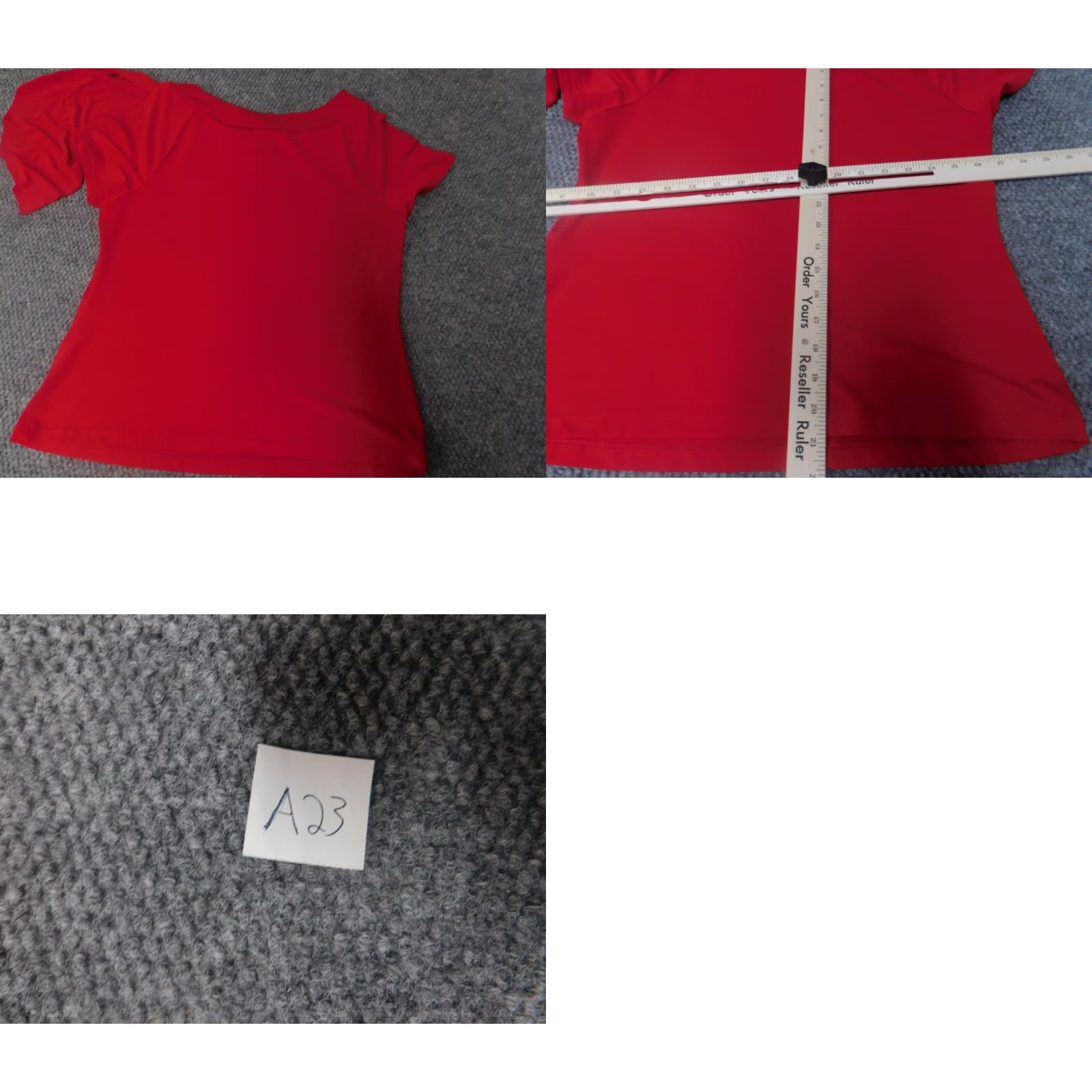 Vintage AGB Blouse Shirt Womens Regular L Red Pullover Short Sleeve Round Neck Stretch Ruffle Polyester Rayon Casual Vintage: No Size L / US 10 / IT 46 - 8 Thumbnail