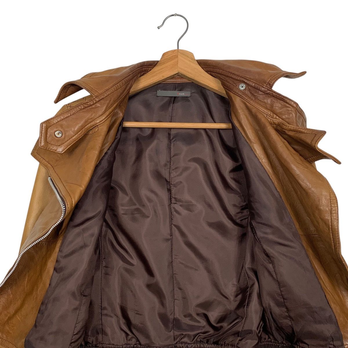Japanese Brand Smork By Diva Double Colar Biker Leather Jacket Size XS / US 0-2 / IT 36-38 - 12 Thumbnail