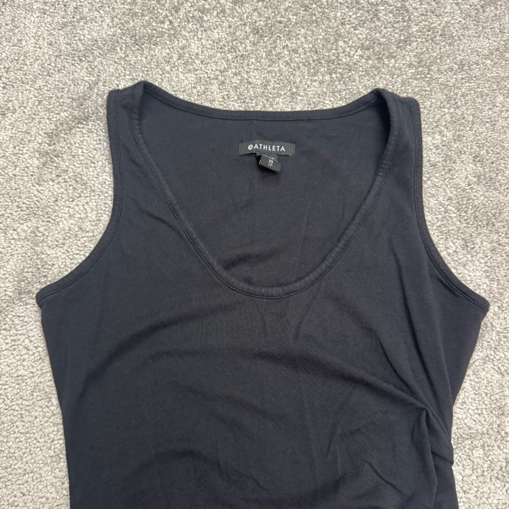 Athleta Athleta Dress XS Womens Black Ruched Knit Sleeveless Scoop Neck Bodycon Short Solid Casual Size XS / US 0-2 / IT 36-38 - 5 Thumbnail