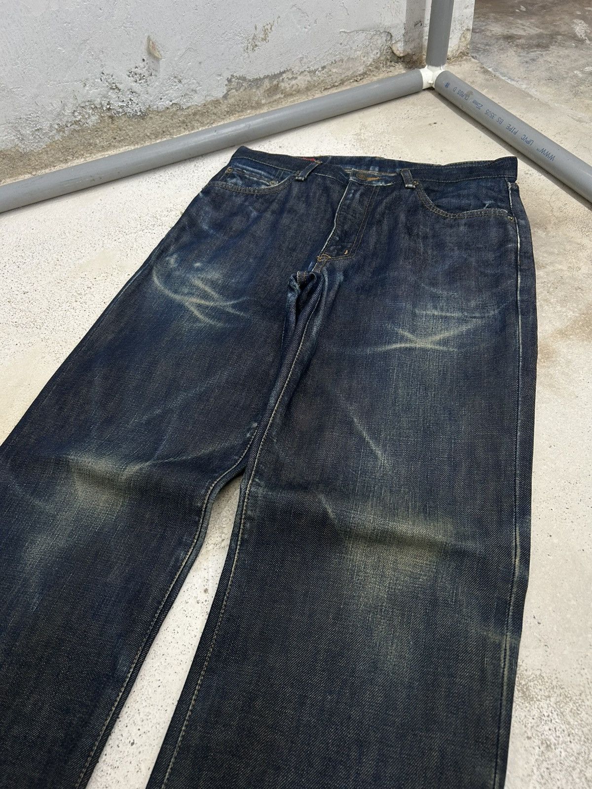 Edwin Edwin Japan 503 Regular Creased Line Whiskers Washed Size US 31 - 3 Thumbnail