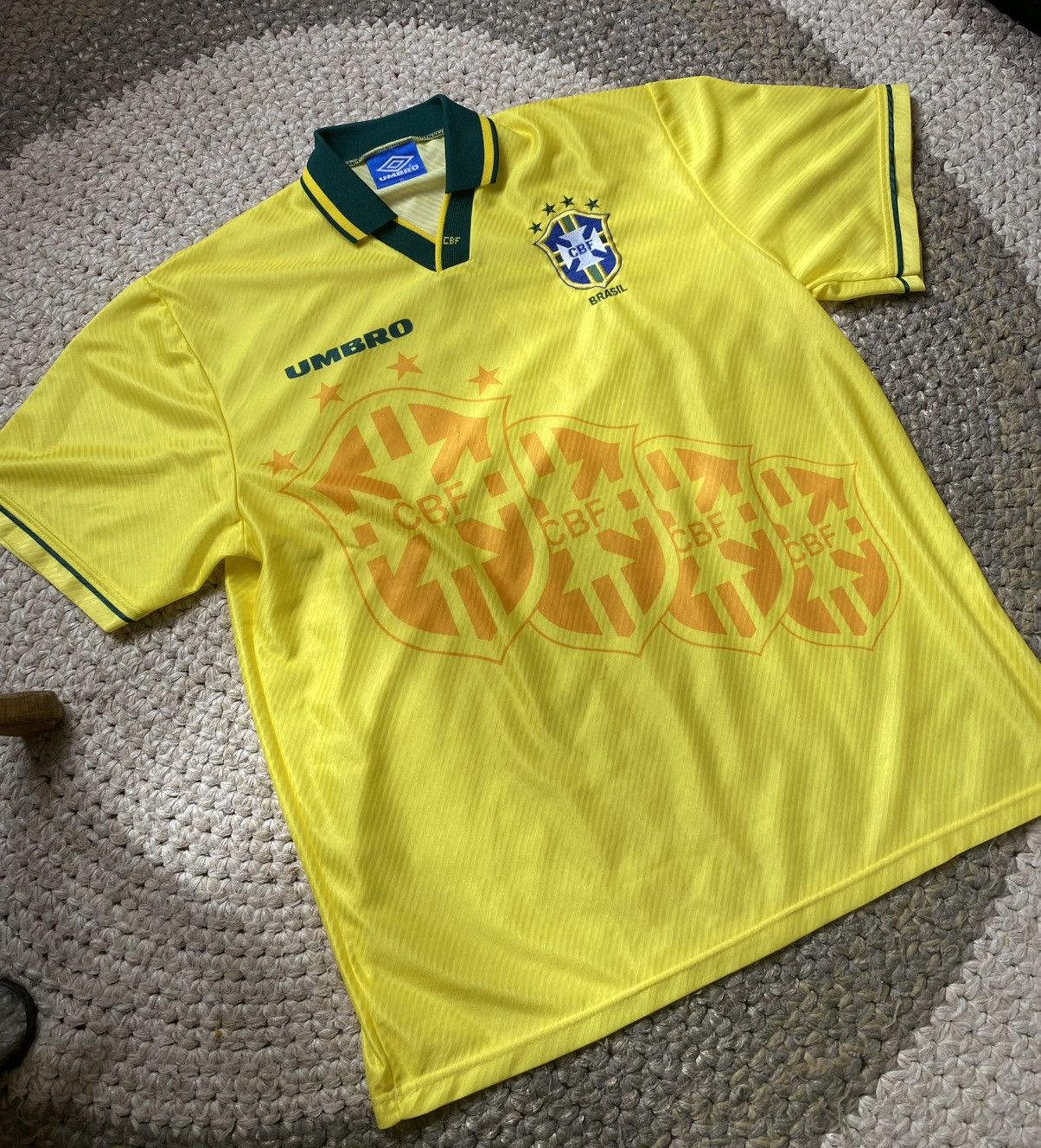 Umbro Vintage 1993/1994 Soccer Football Jersey Umbro Brasil Brazil Size US XL / EU 56 / 4 - 2 Thumbnail