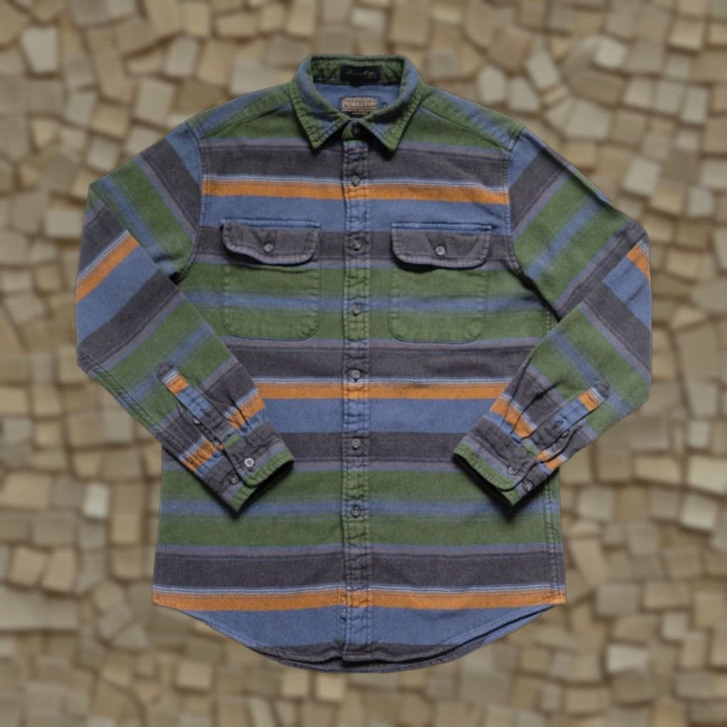 Pendleton VINTAGE Pendleton THOMAS KAY Button Casual Plaid Stripe Green 2017 Cotton Shirt SZ S Size US S / EU 44-46 / 1 - 1 Thumbnail