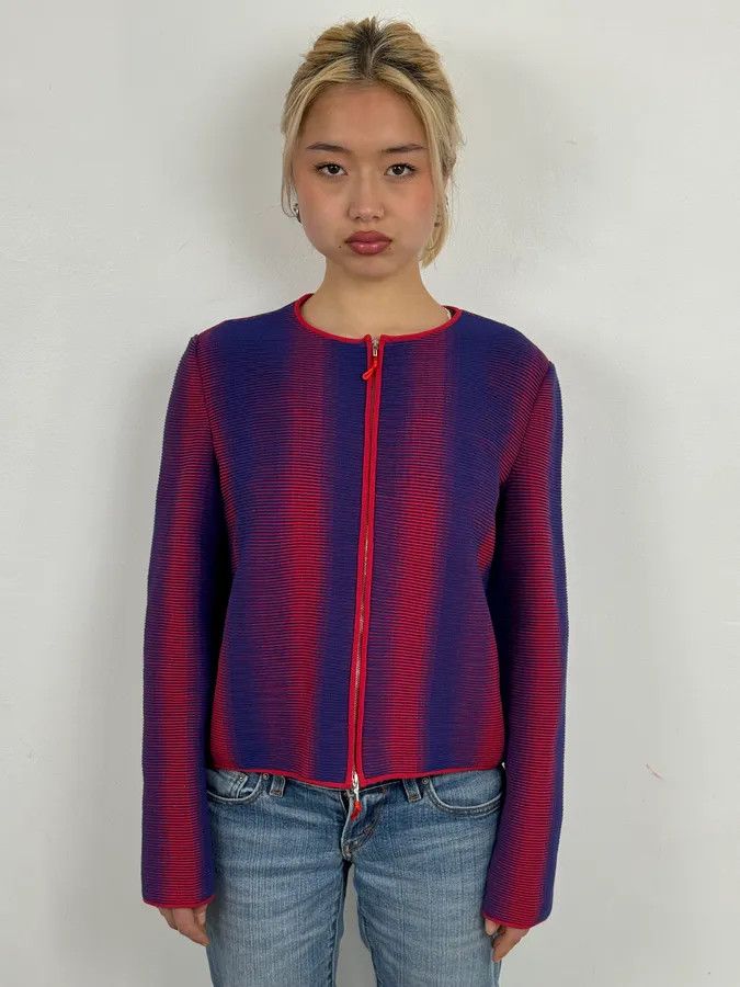 Giorgio Armani Giorgio Armani Red & Blue Gradient Zip-up Jacket Size S / US 4 / IT 40 - 2 Thumbnail