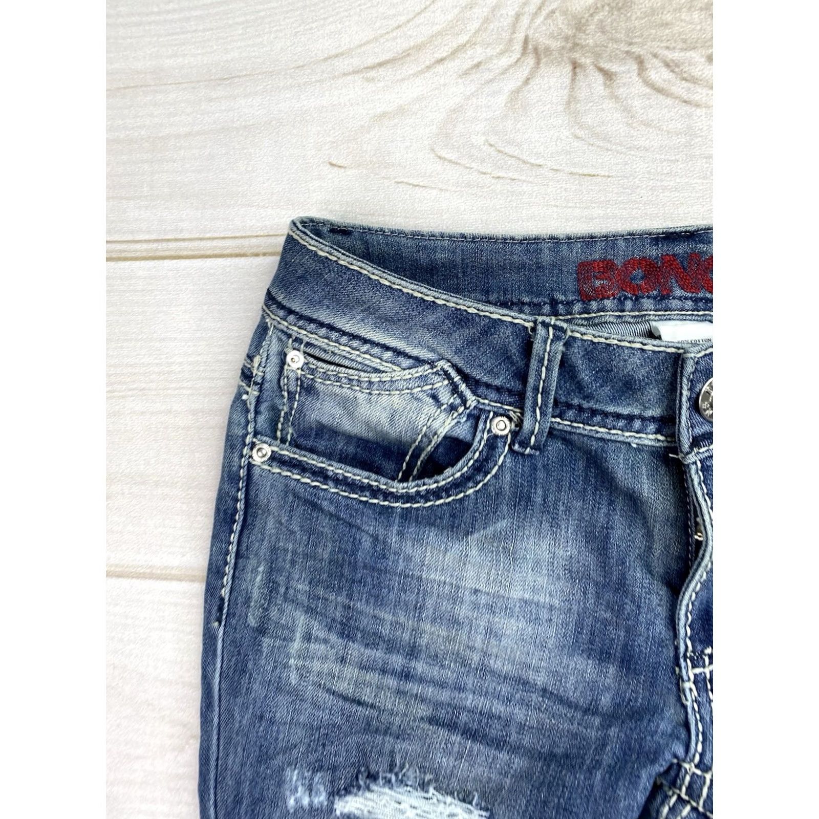 Vintage VINTAGE Bongo Jeans Womens Jr Sz 5 Blue Distressed Denim Low Rise Skinny 90s Girls Clothing Size 27" / US 4 / IT 40 - 2 Thumbnail