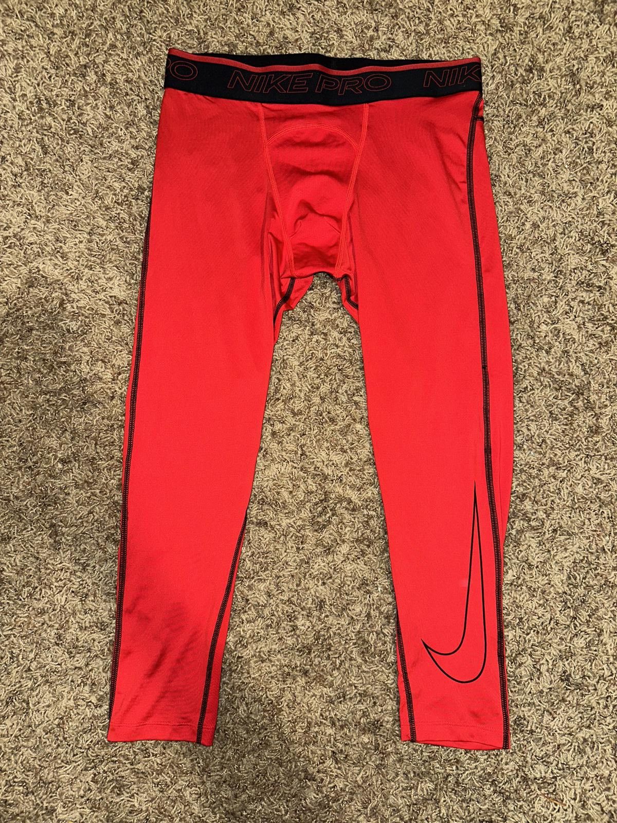 Nike Nike Mens Dri-Fit Pro 3/4 Red Tights Size US 32 / EU 48 - 1 Thumbnail