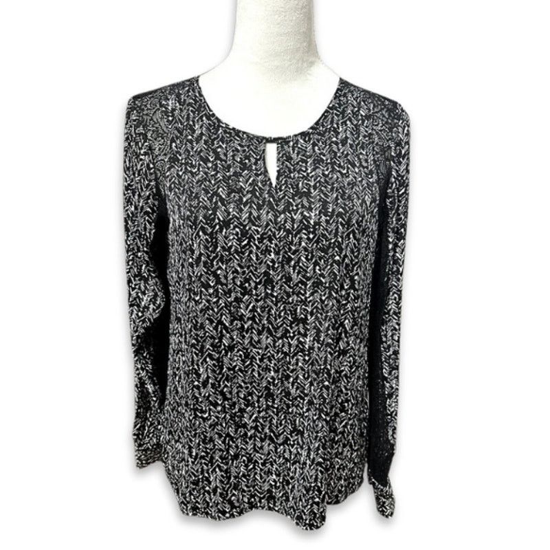 Other Ellen Tracy Blouse Abstract Long Sleeve Sheer Black/White S Size S / US 4 / IT 40 - 1 Thumbnail
