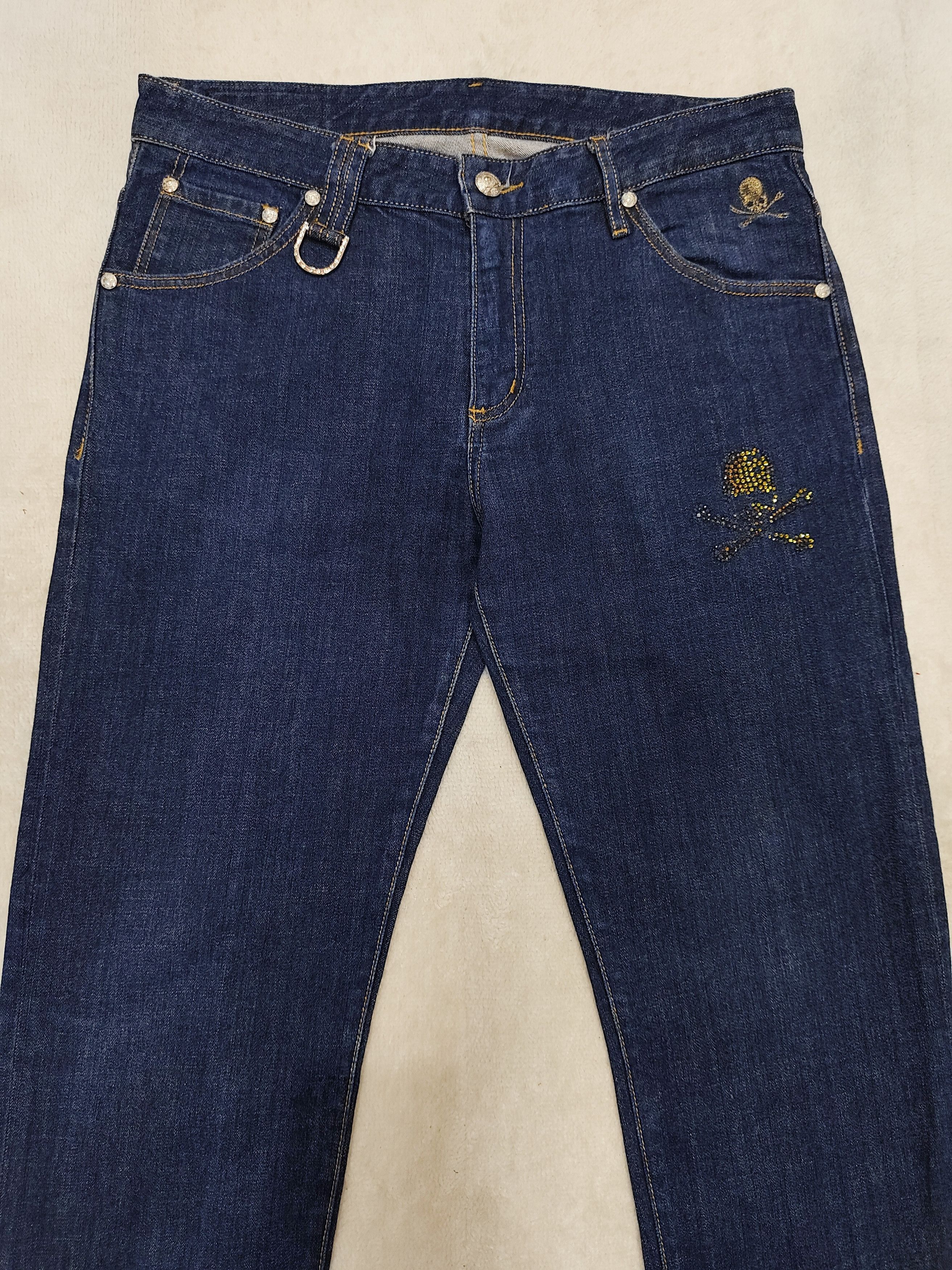 Roen 00s Roen- Rock Archive Swarovski Skull Crossbone Slim Jeans Size US 34 / EU 50 - 2 Thumbnail