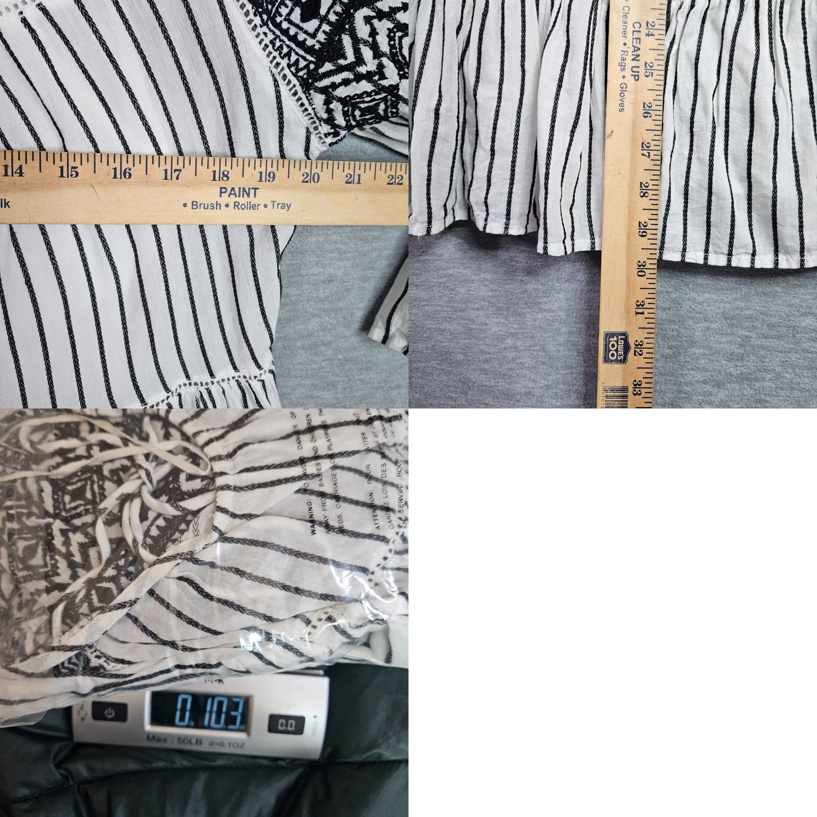 Free People Free People Lola Black White Stripes Boho Dress Sz S Embroidered Bell Sleeve NEW Size S / US 4 / IT 40 - 9 Thumbnail