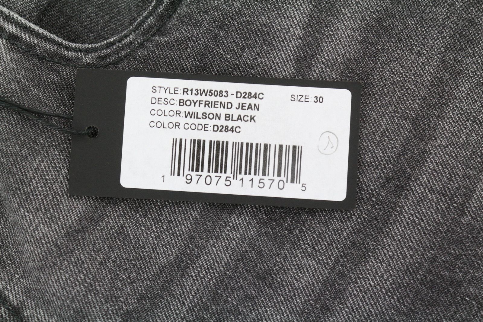 R13 BOYFRIEND 30 Wilson Black Faded Ankle Cropped Denim 85801 Size 30" / US 8 / IT 44 - 10 Thumbnail