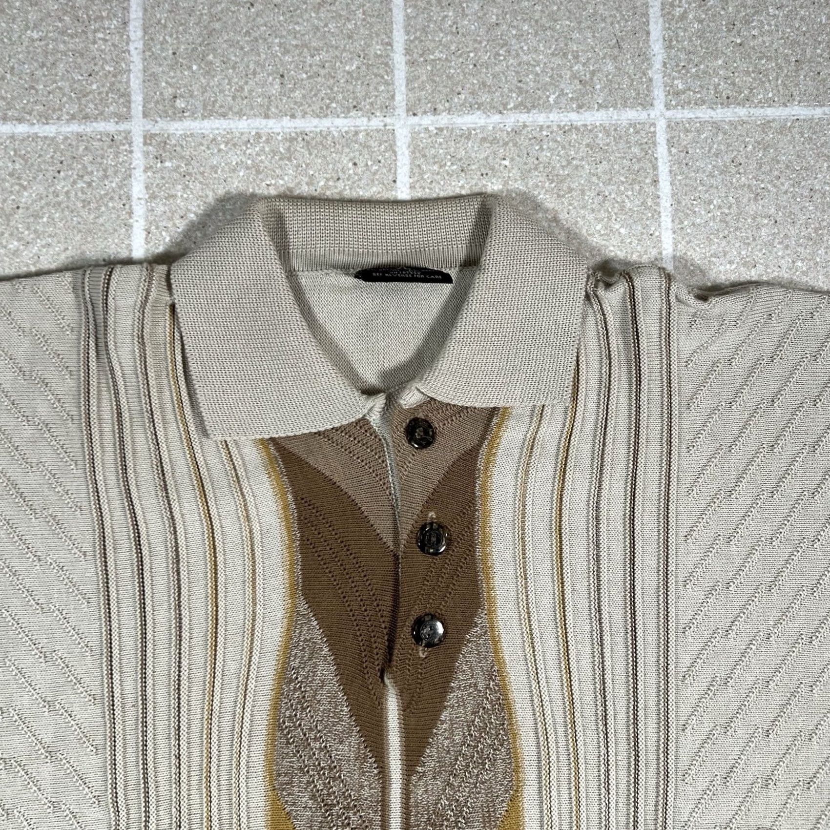 Coogi VINTAGE Bergati Polo Shirt Short Sleeve 90s XL Beige Knit Mens Size US XL / EU 56 / 4 - 3 Thumbnail