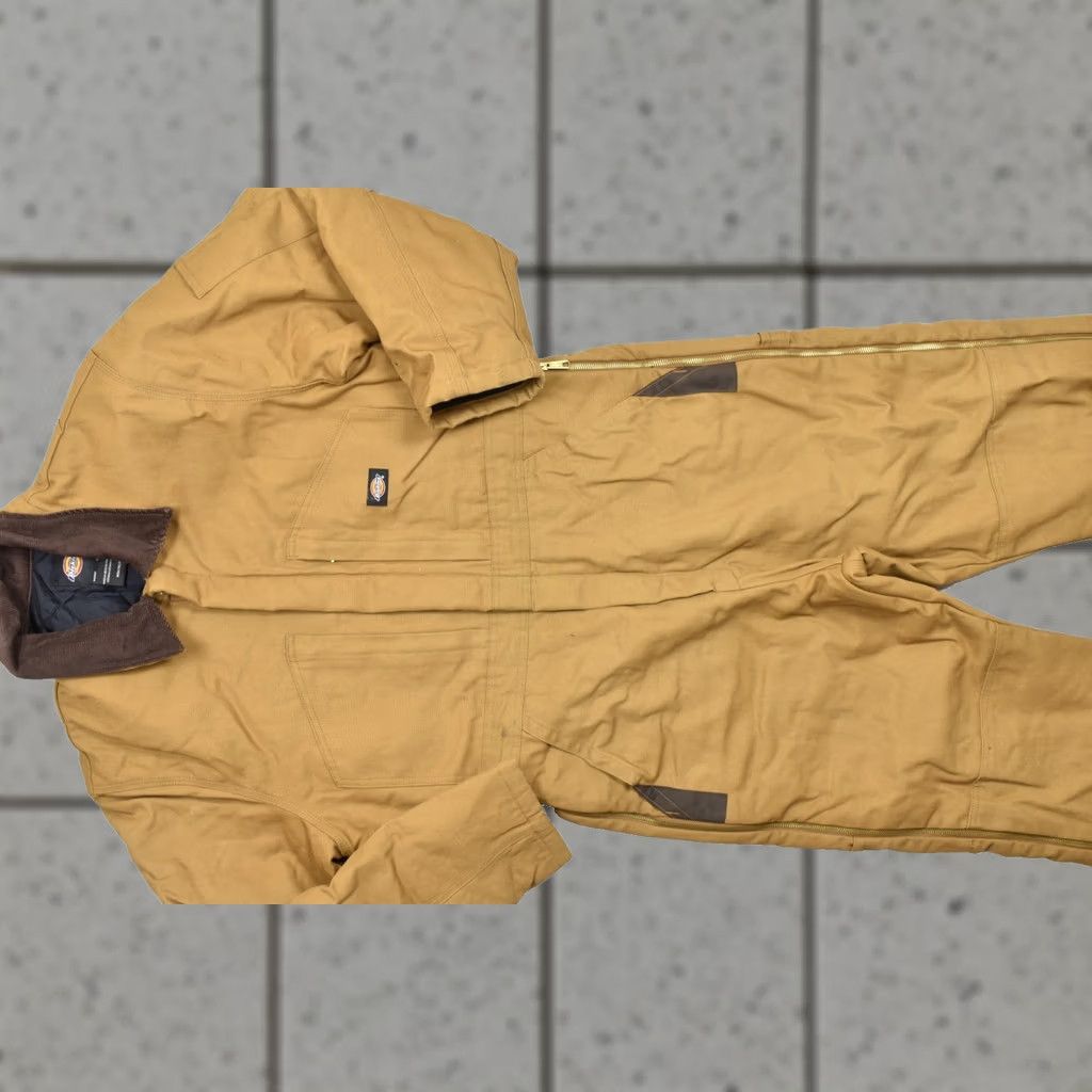 Dickies Dickies Men's Medium Short TV239BD Brown Insulated Duck Canvas Coveralls Zip Leg Jacket Workwear Mens Size US 31 - 1 Thumbnail