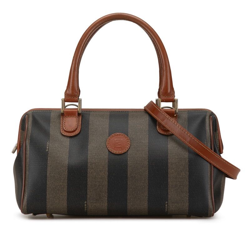 Fendi Fendi Fendi Pequin Mini Boston Bag 2WAY Brown Black PVC Leather Canvas Handbag 22269388 in Very Good Condition Size ONE SIZE - 1 Thumbnail