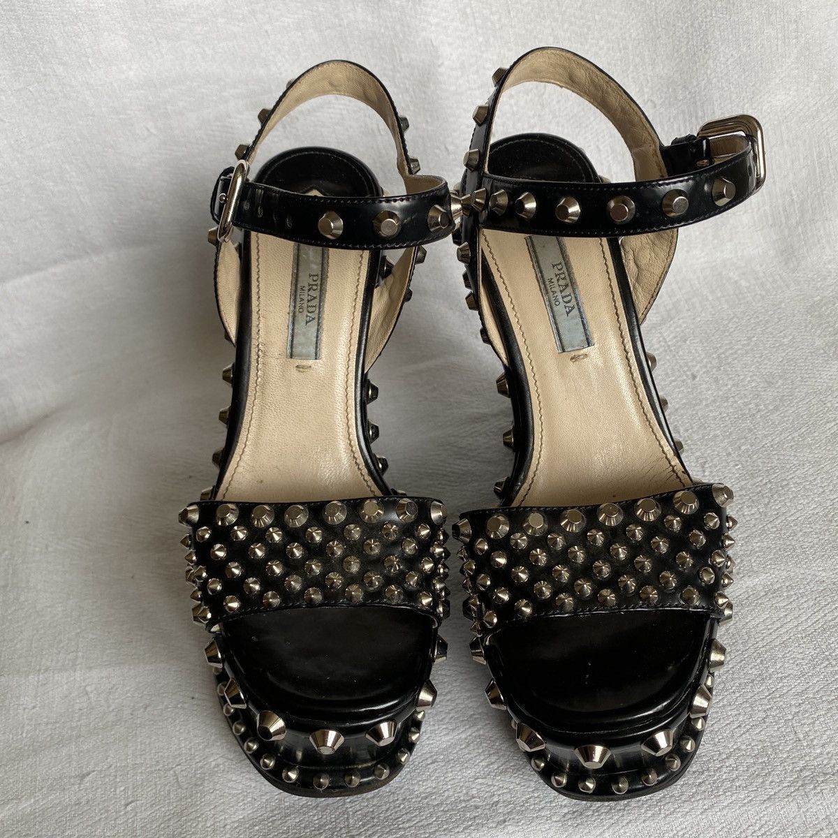Prada Prada Studded Leather Wedge Platform Sandals Size US 6 / IT 36 - 3 Thumbnail