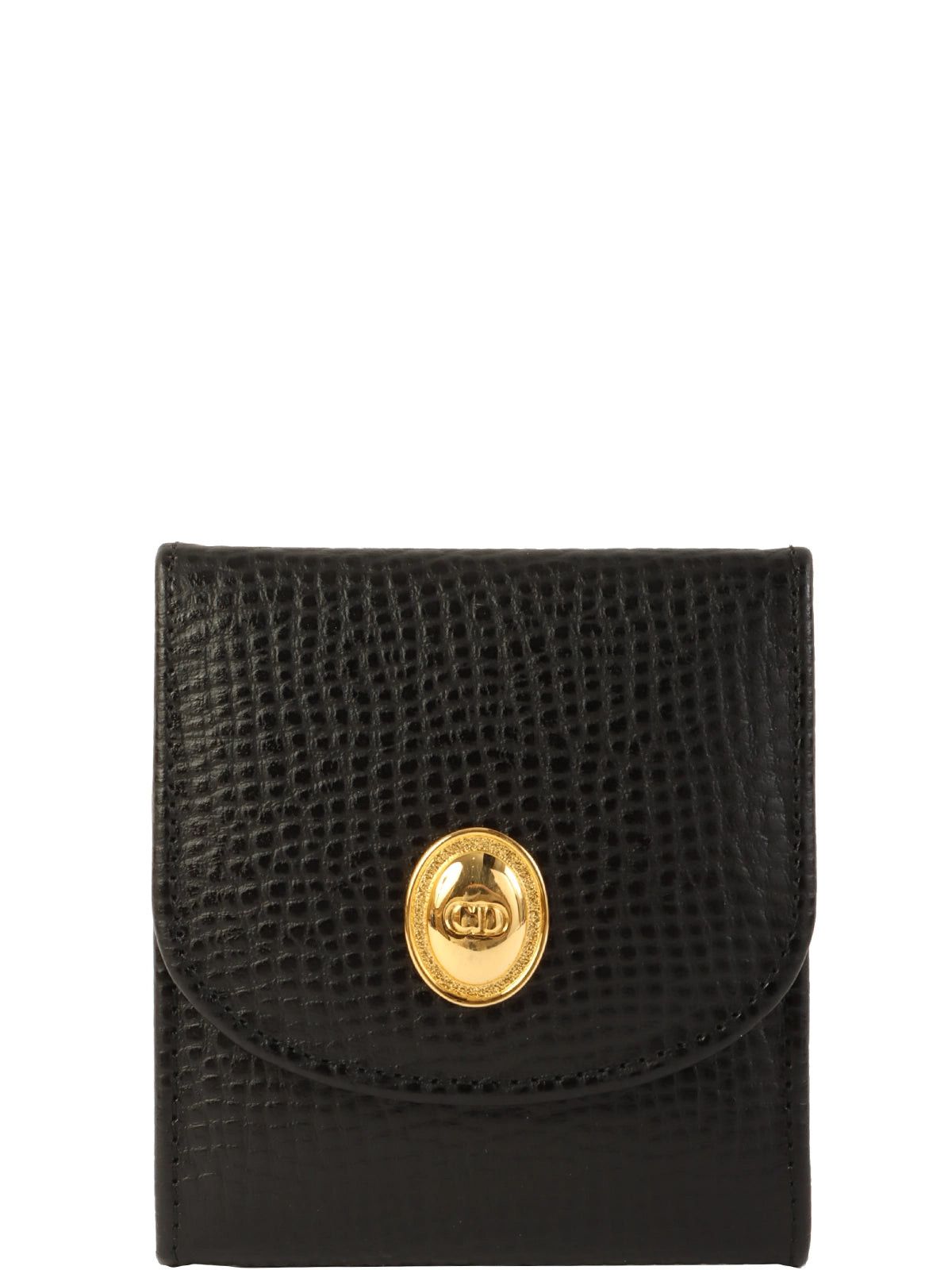 image of Dior Oval Logo Plate Coin Case Black, Women's