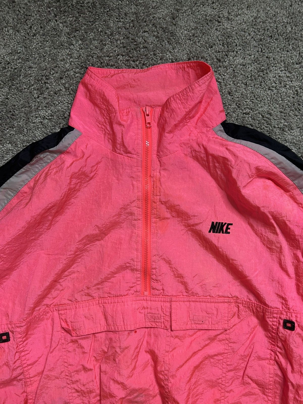 Nike Vintage 80s Nike Windbreaker Anorak Quarter Zip Jacket Pink Size US L / EU 52-54 / 3 - 2 Thumbnail