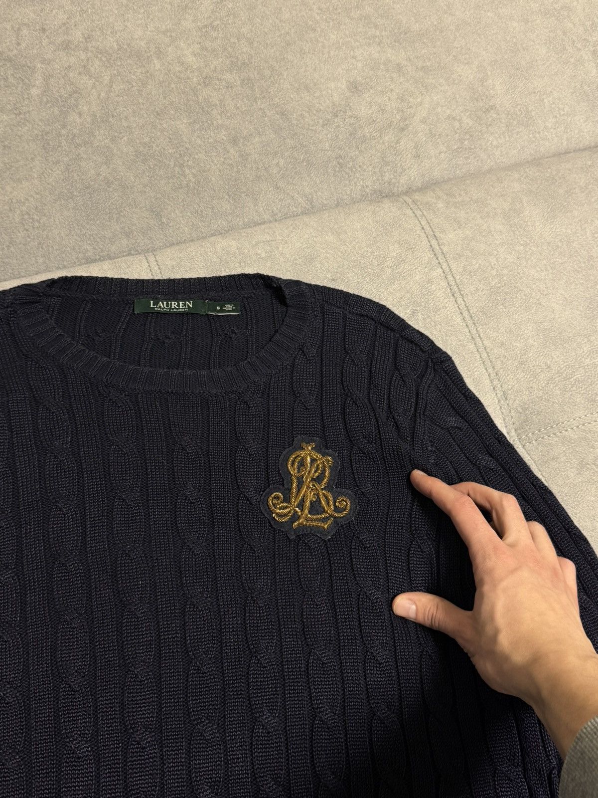 Polo Ralph Lauren × Vintage Vintage Polo Ralph Lauren cable knit sweater navy S M size Size US M / EU 48-50 / 2 - 6 Thumbnail