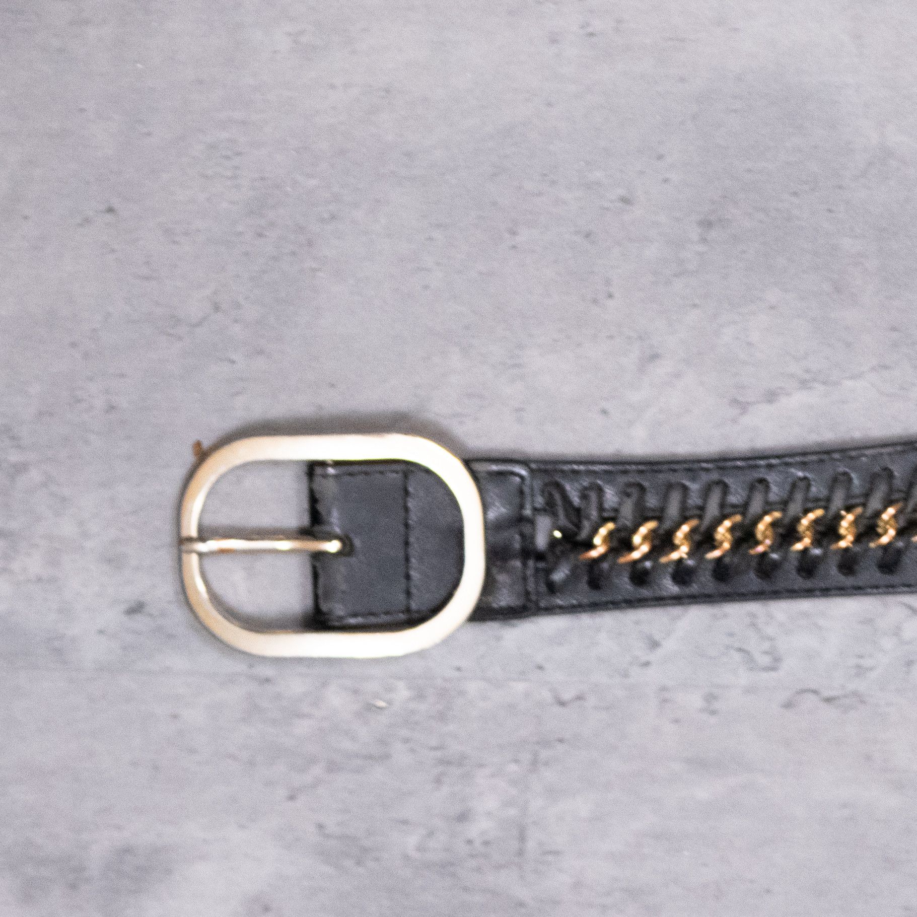 Japanese Brand Y2K 2000's 00's Woven Gold Chain Faux Leather Black Belt Size 34 - 3 Thumbnail