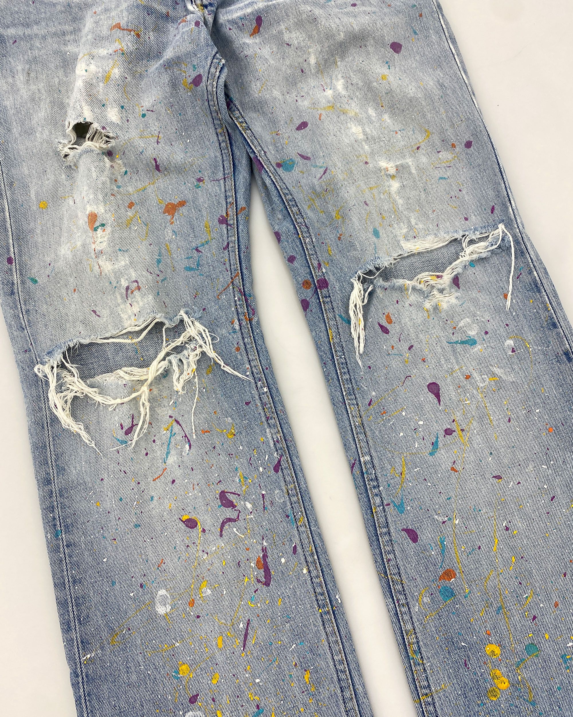 Helmut Lang 2000s Custom Painter Low Waist Boot Cut Fit Vintage Denim Size US 32 / EU 48 - 4 Thumbnail