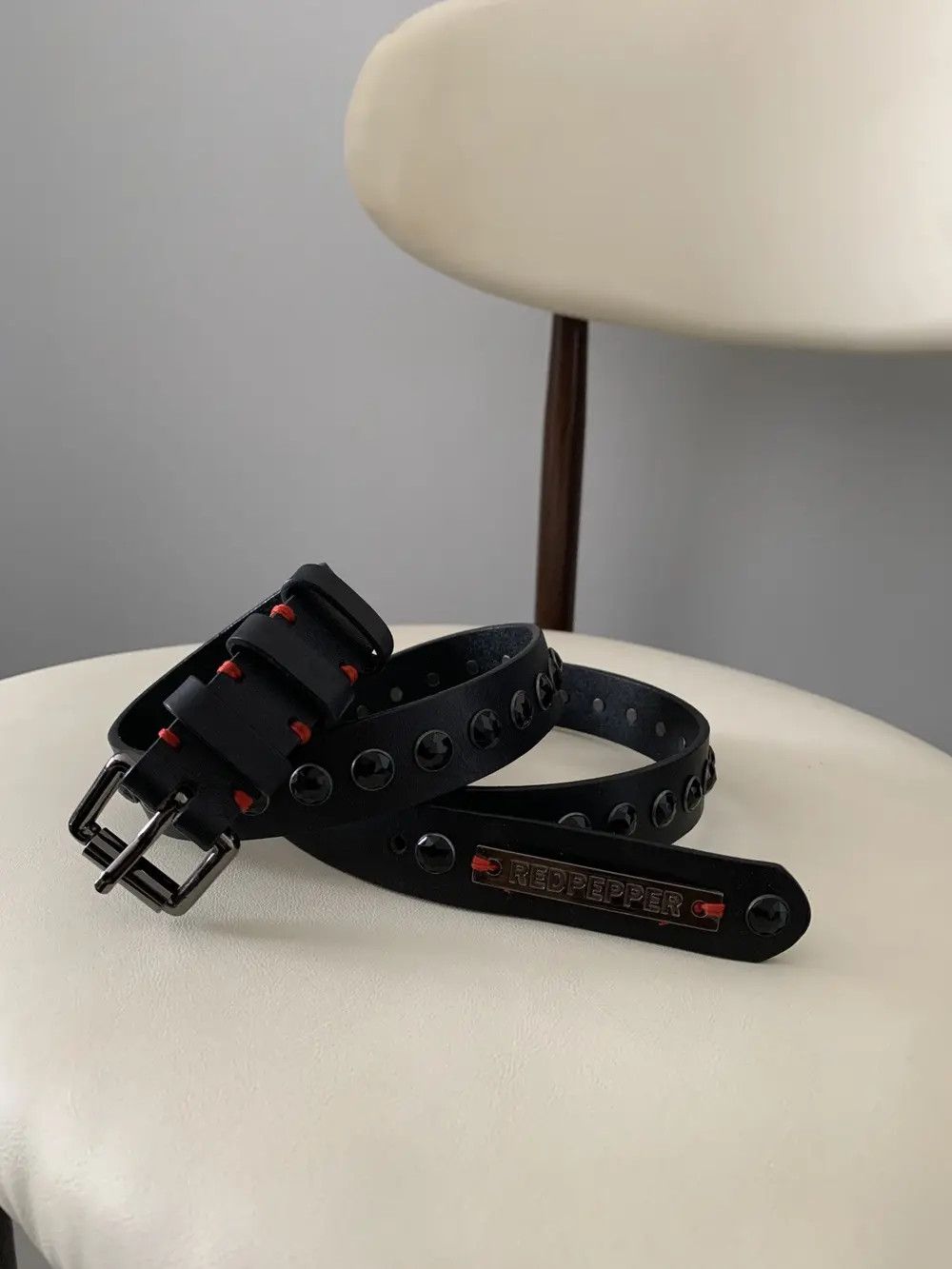 Genuine Leather 2000s Redpepper Studded Lesther Belt Archive Japan Size 32 - 3 Thumbnail