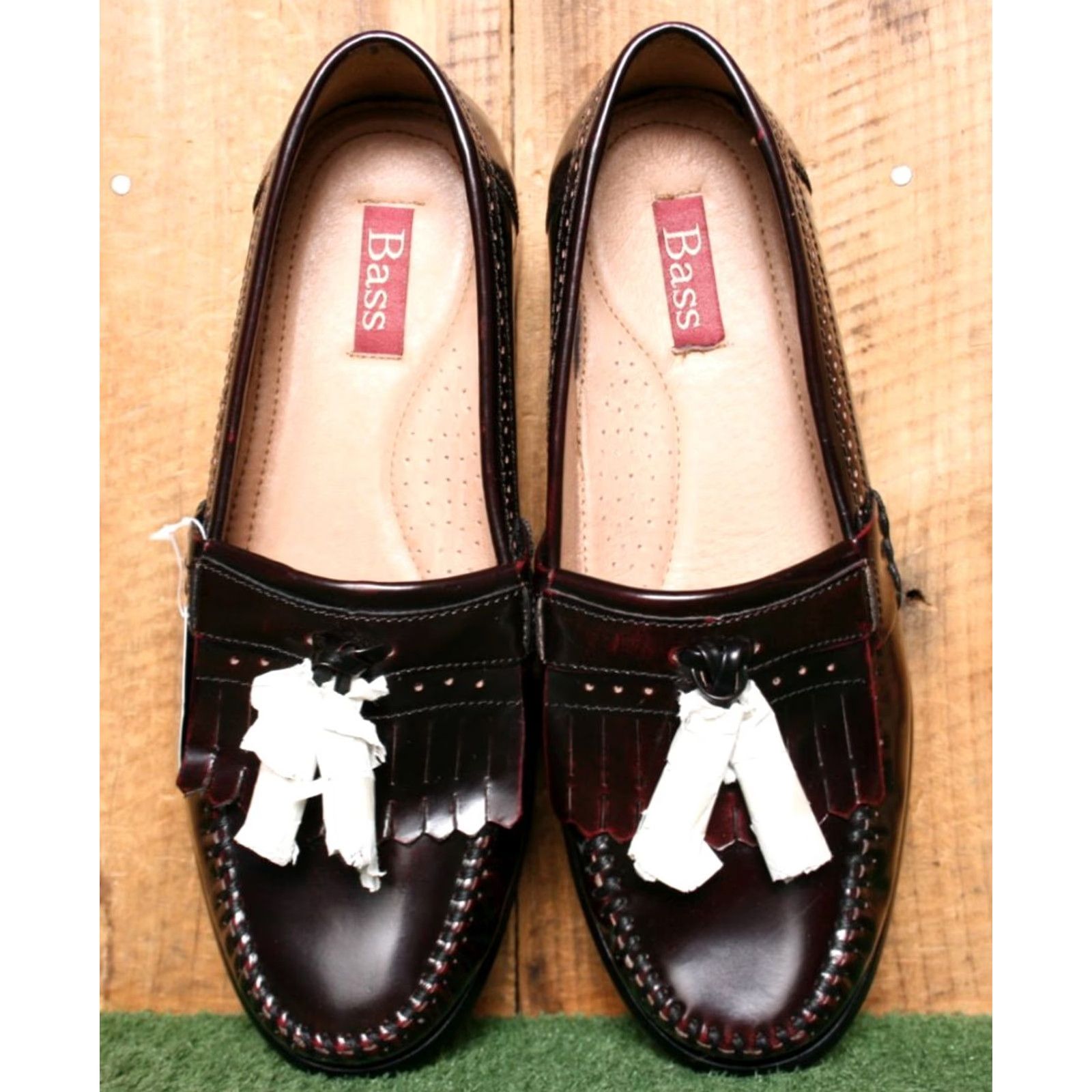 Vintage BASS Grammer Dark Red Leather Kiltie Tassel Loafers Men Sz. 10W Size US 10 / EU 43 - 4 Thumbnail