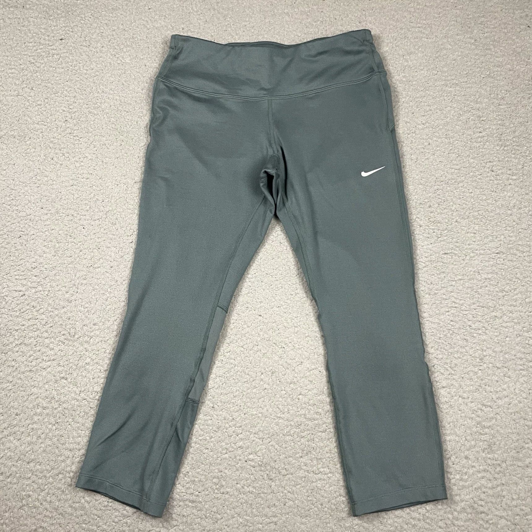 Nike VINTAGE Nike Running Leggings Womens S Green Dri Fit Reflective Athletic Pants S Size 28" / US 6 / IT 42 - 2 Thumbnail