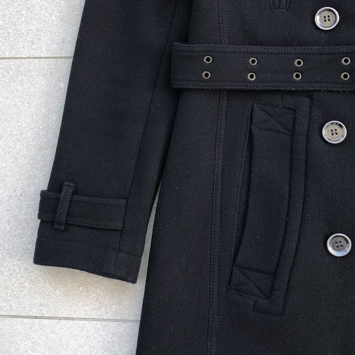 Burberry Burberry Brit Black Wool Blend Zip-Pocket Trench Coat Size M / US 6-8 / IT 42-44 - 12 Thumbnail