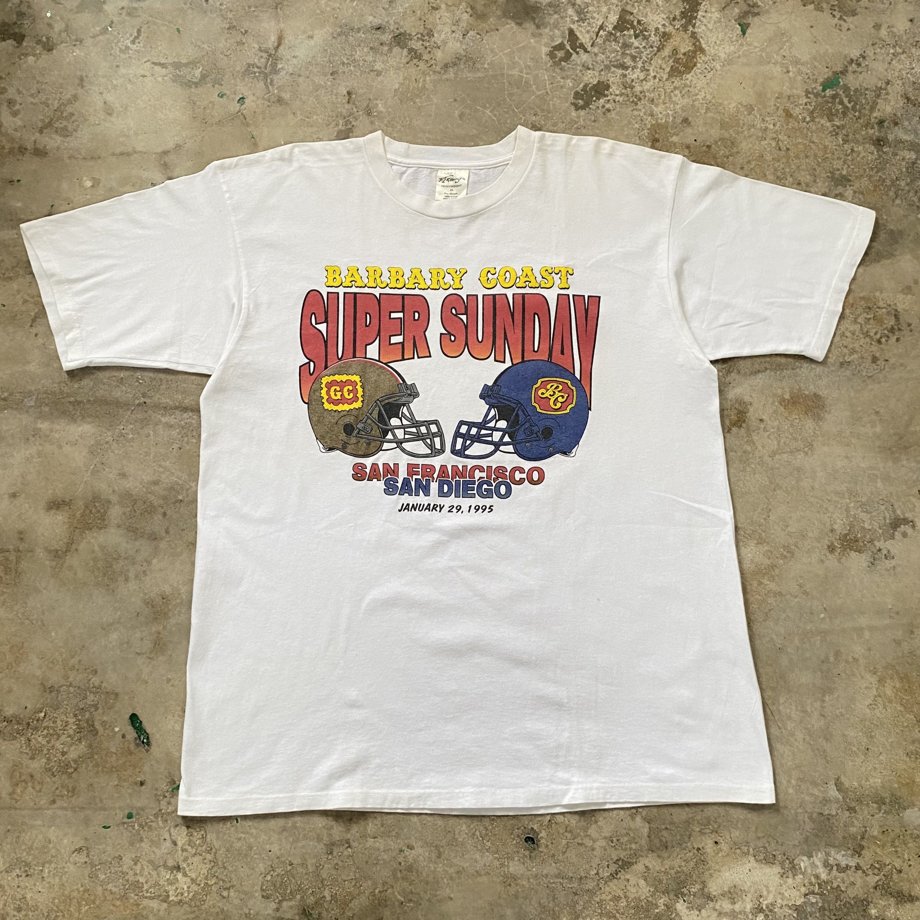 Vintage Vintage 90s Barbary Coast Super Sunday T Shirt Size US XL / EU 56 / 4 - 1 Thumbnail